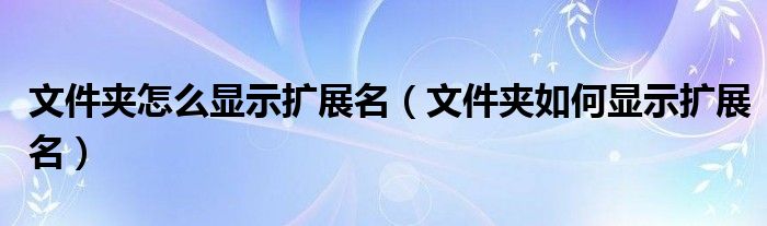 文件夹怎么显示扩展名（文件夹如何显示扩展名）