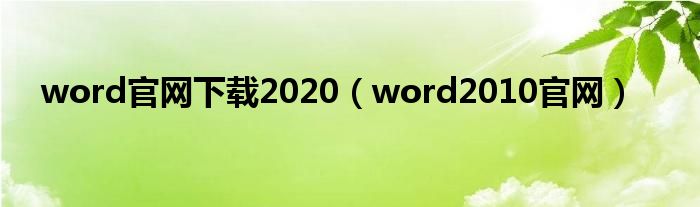 word官网下载2020（word2010官网）