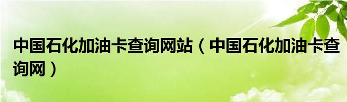 中国石化加油卡查询网站（中国石化加油卡查询网）