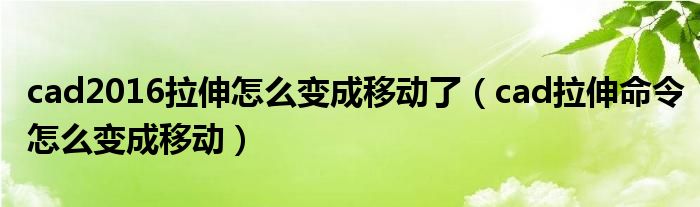 cad2016拉伸怎么变成移动了（cad拉伸命令怎么变成移动）