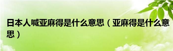 日本人喊亚麻得是什么意思（亚麻得是什么意思）