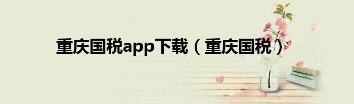 重庆国税app下载（重庆国税）