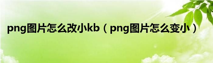 png图片怎么改小kb（png图片怎么变小）