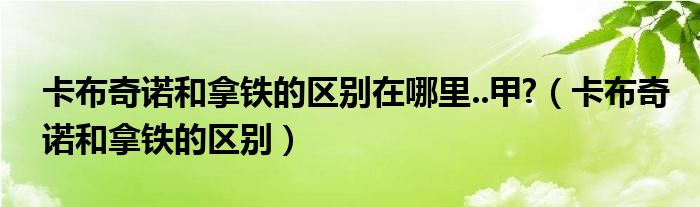 卡布奇诺和拿铁的区别在哪里..甲?（卡布奇诺和拿铁的区别）