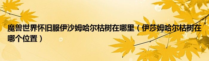 魔兽世界怀旧服伊沙姆哈尔枯树在哪里（伊莎姆哈尔枯树在哪个位置）