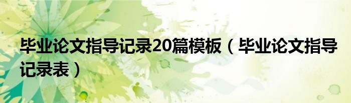 毕业论文指导记录20篇模板（毕业论文指导记录表）