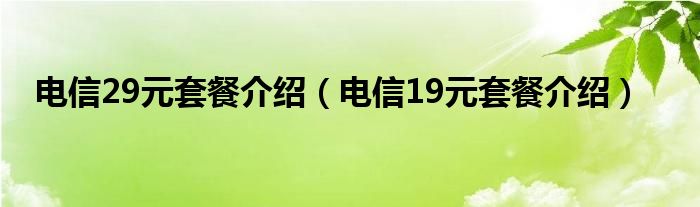 电信29元套餐介绍（电信19元套餐介绍）