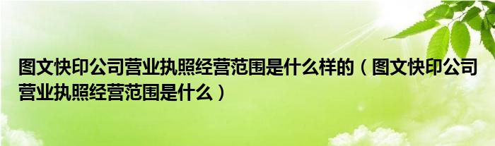 图文快印公司营业执照经营范围是什么样的（图文快印公司营业执照经营范围是什么）