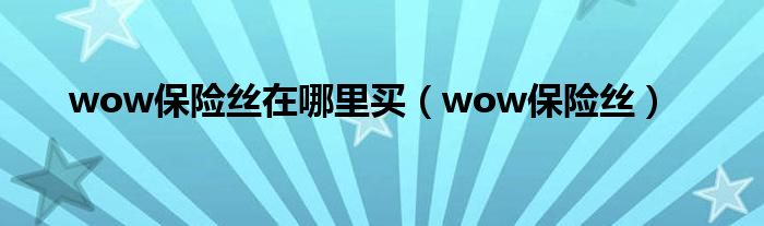 wow保险丝在哪里买（wow保险丝）