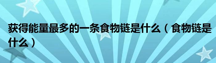 获得能量最多的一条食物链是什么（食物链是什么）