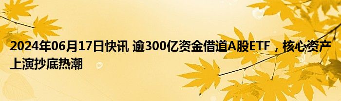 2024年06月17日快讯 逾300亿资金借道A股ETF，核心资产上演抄底热潮