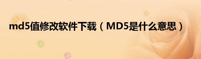 md5值修改软件下载（MD5是什么意思）