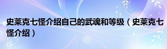 史莱克七怪介绍自己的武魂和等级（史莱克七怪介绍）