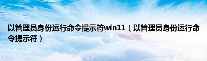 以管理员身份运行命令提示符win11（以管理员身份运行命令提示符）