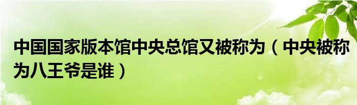 中国国家版本馆中央总馆又被称为（中央被称为八王爷是谁）