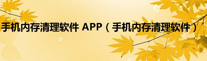 手机内存清理软件 APP（手机内存清理软件）