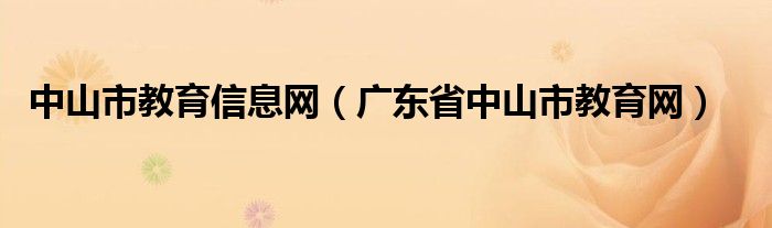 中山市教育信息网（广东省中山市教育网）