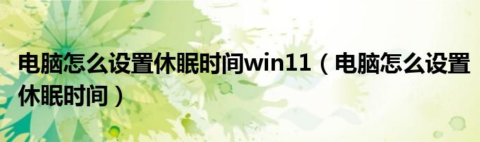 电脑怎么设置休眠时间win11（电脑怎么设置休眠时间）