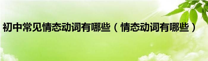 初中常见情态动词有哪些（情态动词有哪些）