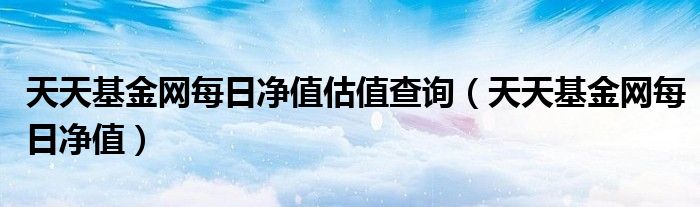 天天基金网每日净值估值查询（天天基金网每日净值）