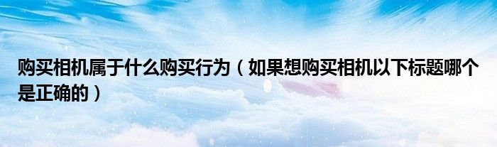 购买相机属于什么购买行为（如果想购买相机以下标题哪个是正确的）