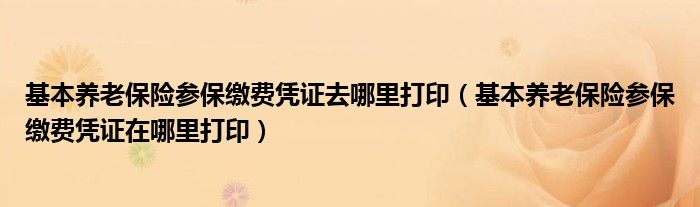 基本养老保险参保缴费凭证去哪里打印（基本养老保险参保缴费凭证在哪里打印）