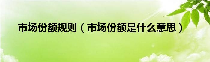 市场份额规则（市场份额是什么意思）