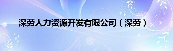 深劳人力资源开发有限公司（深劳）