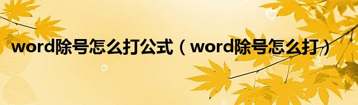 word除号怎么打公式（word除号怎么打）