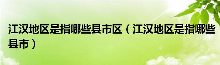 江汉地区是指哪些县市区（江汉地区是指哪些县市）