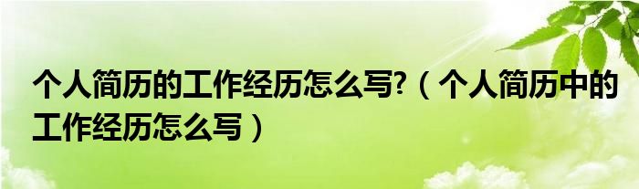 个人简历的工作经历怎么写?（个人简历中的工作经历怎么写）