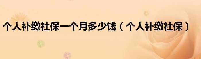 个人补缴社保一个月多少钱（个人补缴社保）