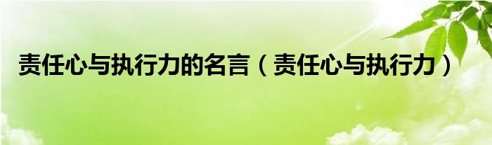 责任心与执行力的名言（责任心与执行力）