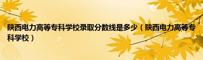 陕西电力高等专科学校录取分数线是多少（陕西电力高等专科学校）