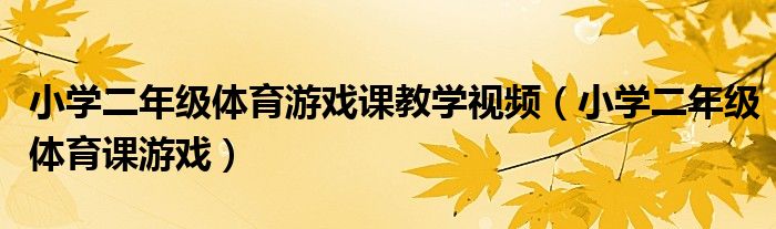 小学二年级体育游戏课教学视频（小学二年级体育课游戏）