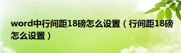 word中行间距18磅怎么设置（行间距18磅怎么设置）