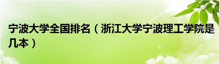 宁波大学全国排名（浙江大学宁波理工学院是几本）