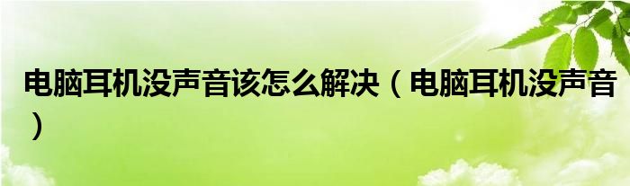 电脑耳机没声音该怎么解决（电脑耳机没声音）