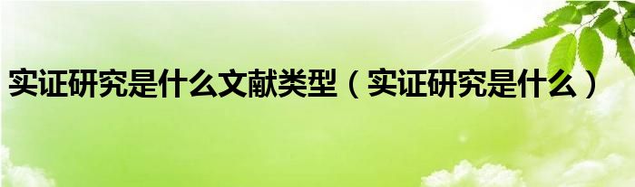 实证研究是什么文献类型（实证研究是什么）