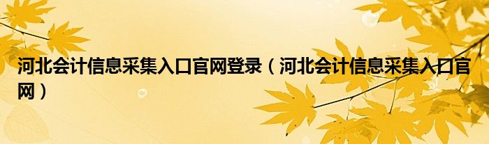 河北会计信息采集入口官网登录（河北会计信息采集入口官网）