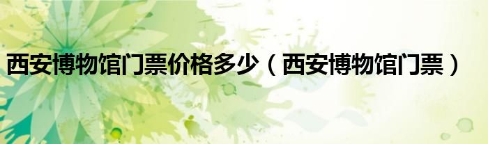 西安博物馆门票价格多少（西安博物馆门票）