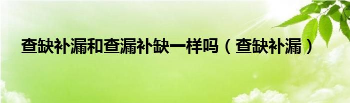 查缺补漏和查漏补缺一样吗（查缺补漏）