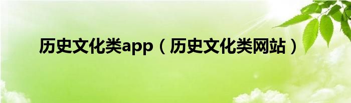 历史文化类app（历史文化类网站）