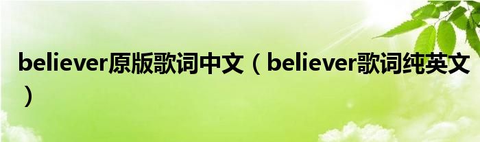 believer原版歌词中文（believer歌词纯英文）