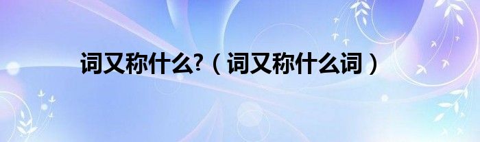 词又称什么?（词又称什么词）