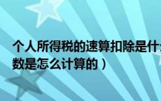 个人所得税的速算扣除是什么意思（个人所得税中速算扣除数是怎么计算的）