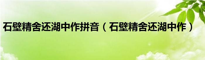 石壁精舍还湖中作拼音（石壁精舍还湖中作）