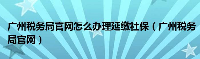 广州税务局官网怎么办理延缴社保（广州税务局官网）