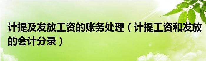 计提及发放工资的账务处理（计提工资和发放的会计分录）