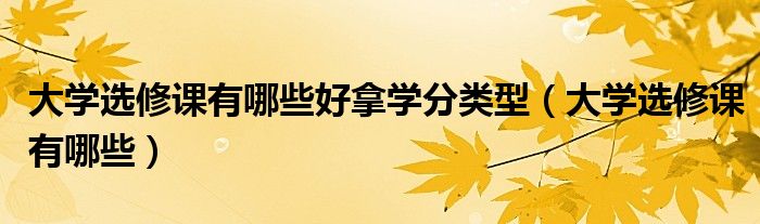 大学选修课有哪些好拿学分类型（大学选修课有哪些）